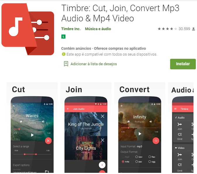 App Para Cortar Música No Android / Fonte: Google Play